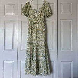 NWT yellow and green floral maxi dress